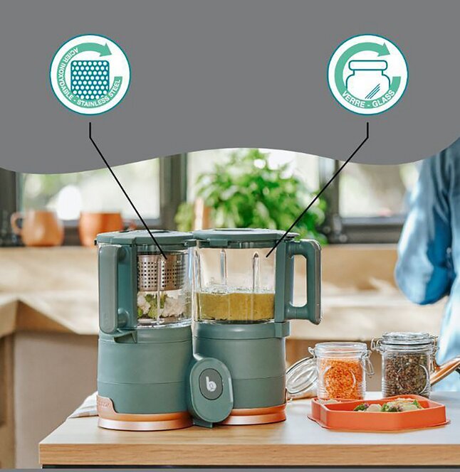 Babymoov Stoomkoker-mixer Nutribaby Glass Forest Green