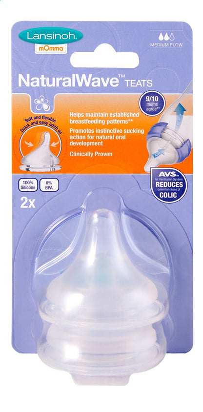 Lansinoh Tétine anticolique NaturalWave débit normal - 2 pièces