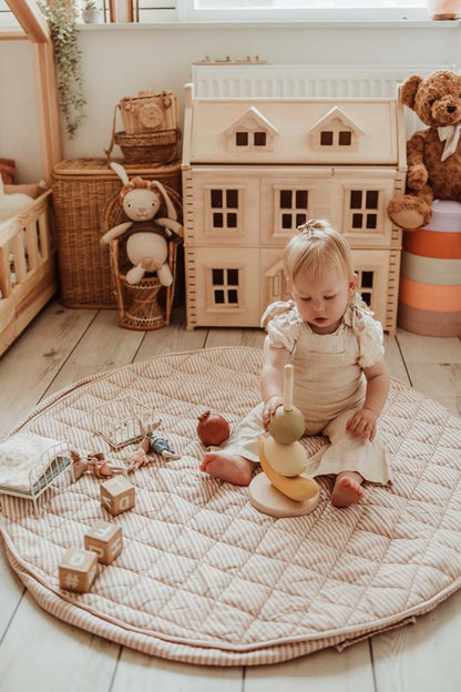 Play&Go Noomad soft stripes brown organic babymat & bag