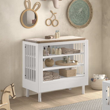 Jaxx 3-delige babykamer (Peuterbed L 140 x B 70 cm + open commode + kast met 2 deuren) Forrest Beuk wit