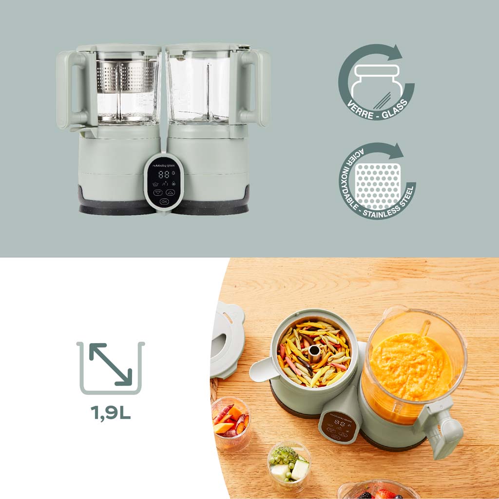 Babymoov Stoomkoker-mixer 4-in-1 Nutribaby Glass Celadon Green