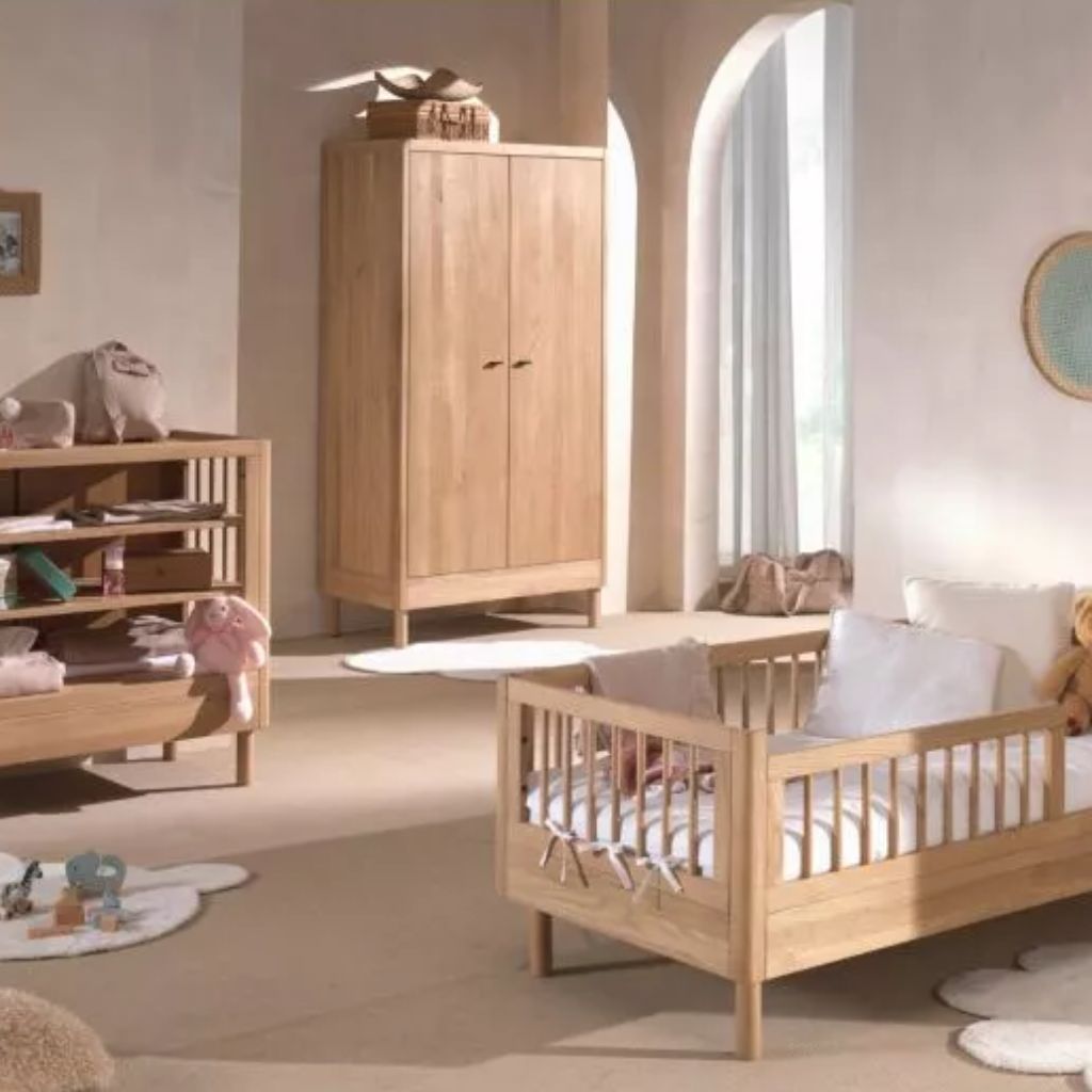 Jaxx 2-delige babykamer (Open commode + peuterbed L 140 x B 70 cm) Forrest Eik