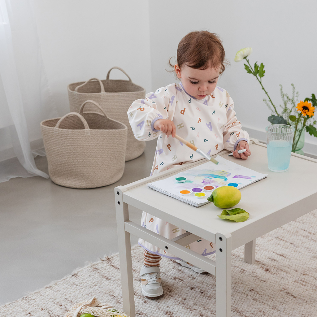 Slabbetje met lange mouwen happy fruits light blue
