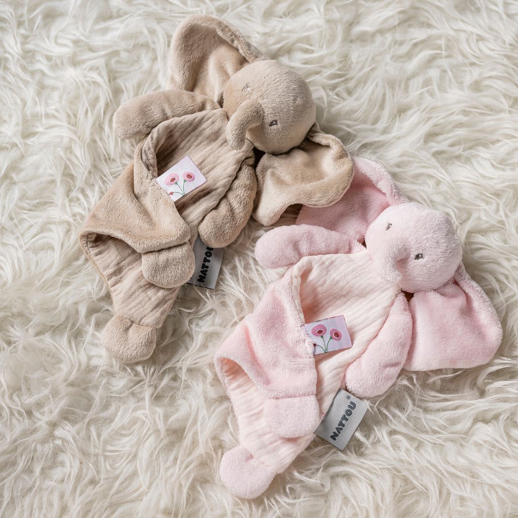 Nattou Mini doudou olifant roze