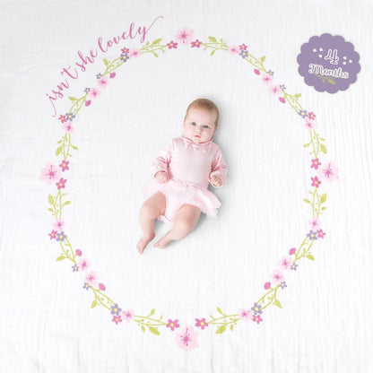 Lulujo Baby's First Year swaddle & cards set - 100 katoen - Isn't she lovely, incl.tetra deken 120x120,14cards (ENG)