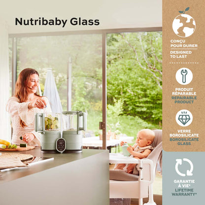 Babymoov Stoomkoker-mixer 4-in-1 Nutribaby Glass Celadon Green