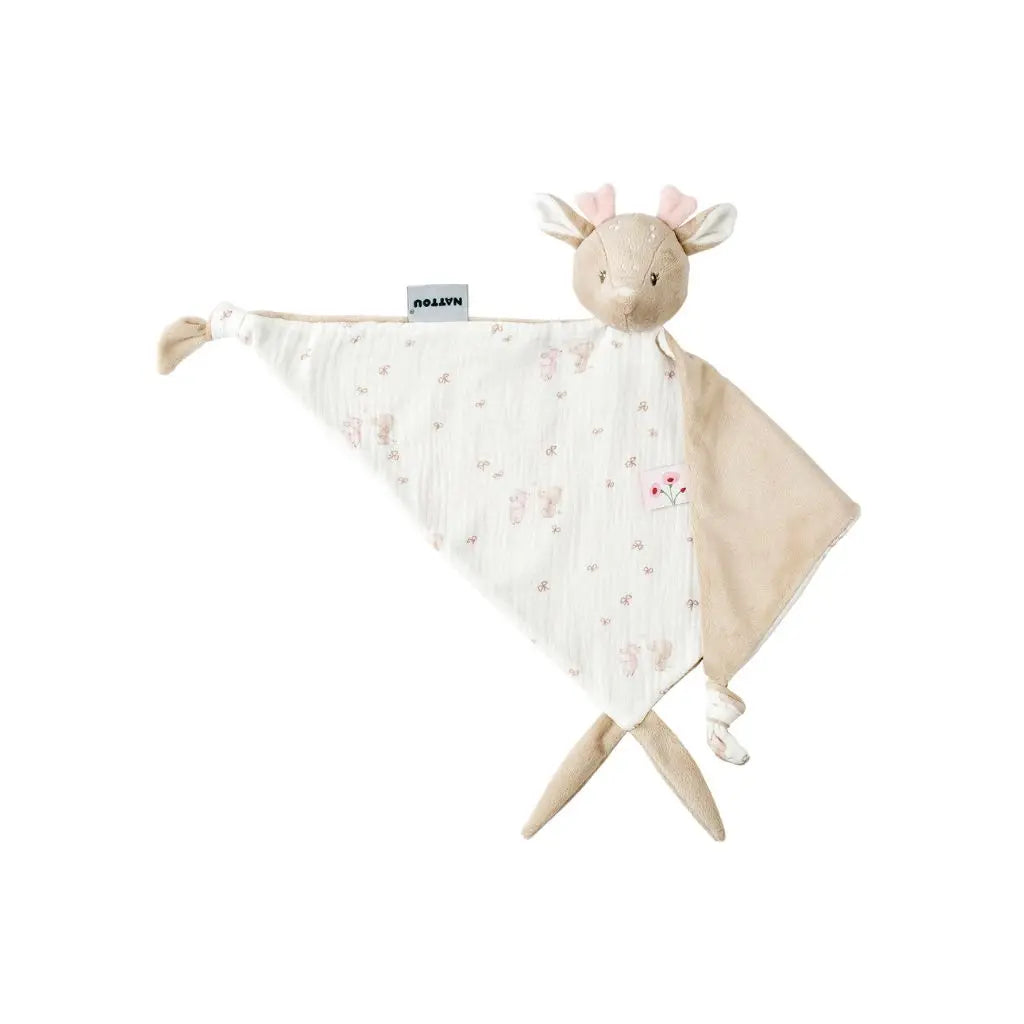 Nattou Maxi-doudou bedrukte swaddle hinde roze