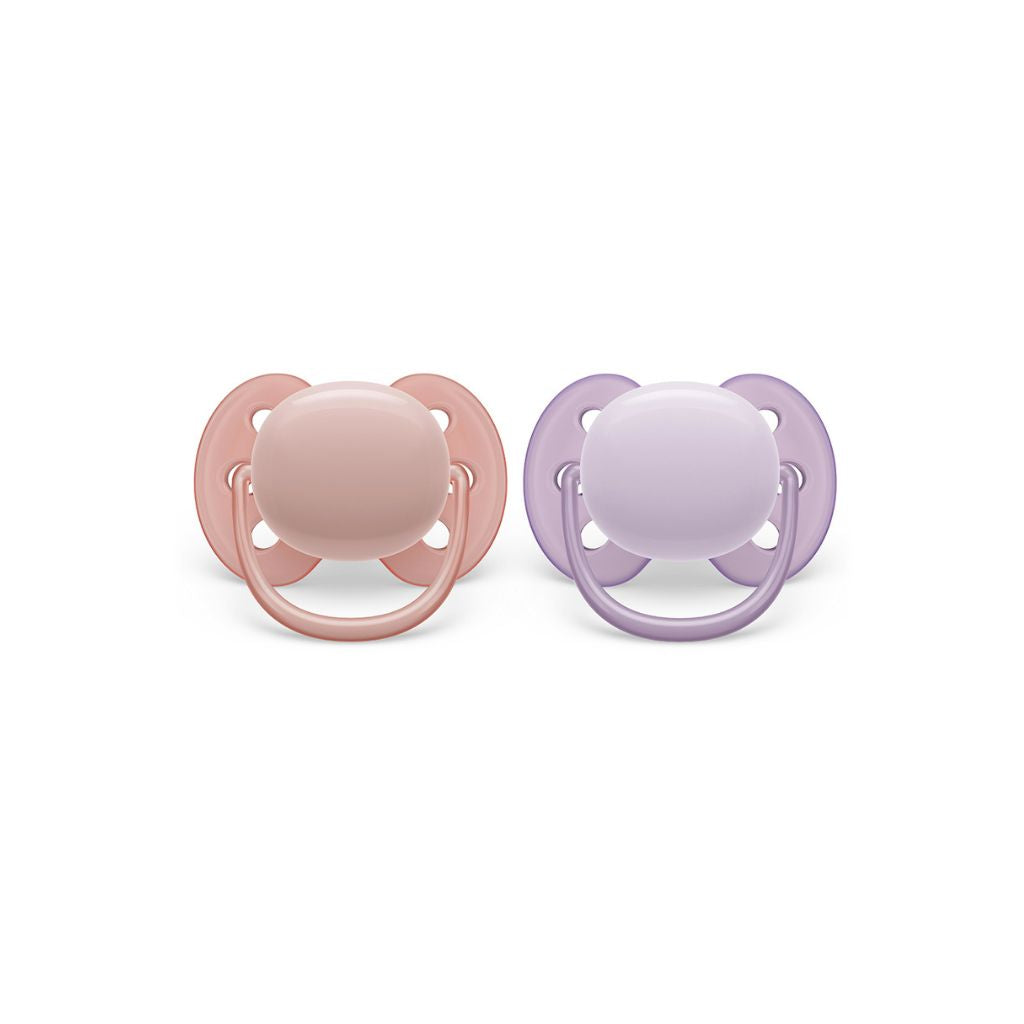 Philips AVENT Fopspeen + 0 maanden Ultra Soft lila, roze - 2 stuks