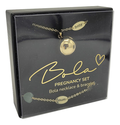 Bola Set grelot de grossesse et bracelet pierre naturelle