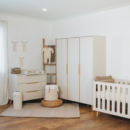 Pericles 3-delige babykamer (bed 120 x 60 + commode met verlengstuk + kast 3 deuren) Nomad dune beige