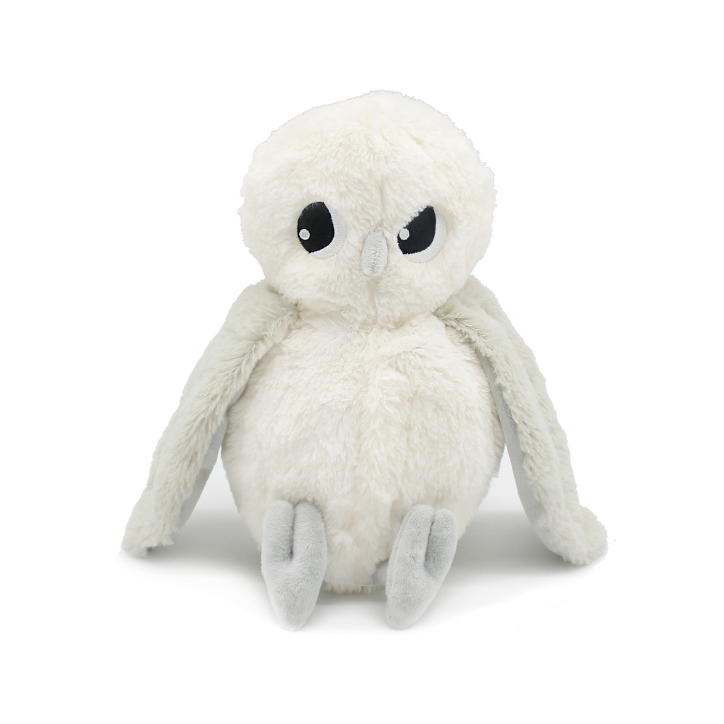 Les Déglingos Peluche Chouette Polaire Maman et Bébé Blanc Cassé / Gris Clair Ptipotos