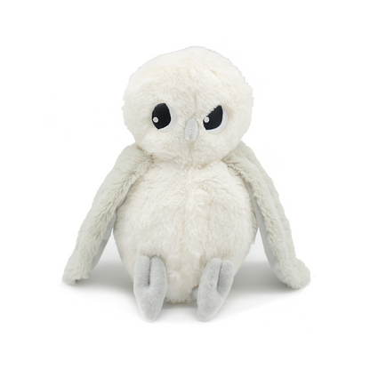 Les Déglingos Peluche Chouette Polaire Maman et Bébé Blanc Cassé / Gris Clair Ptipotos