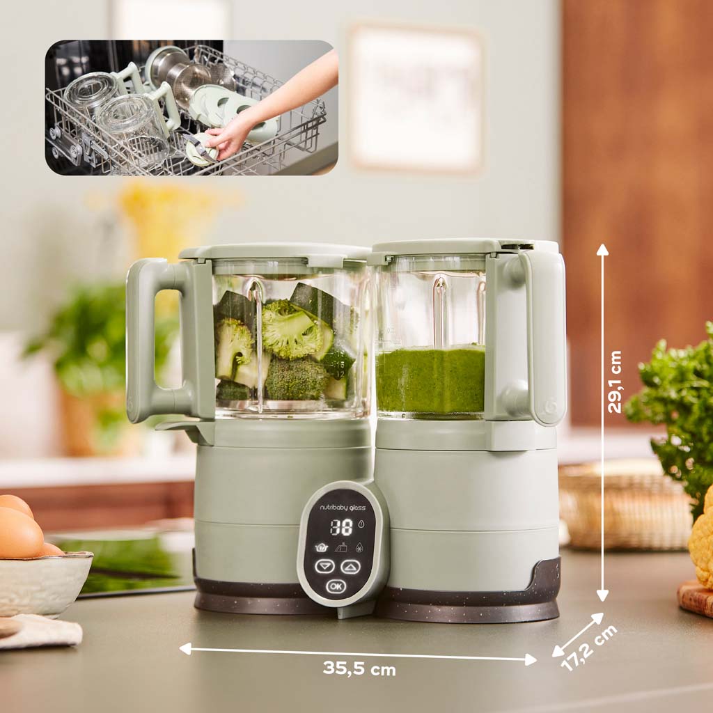 Babymoov Stoomkoker-mixer 4-in-1 Nutribaby Glass Celadon Green