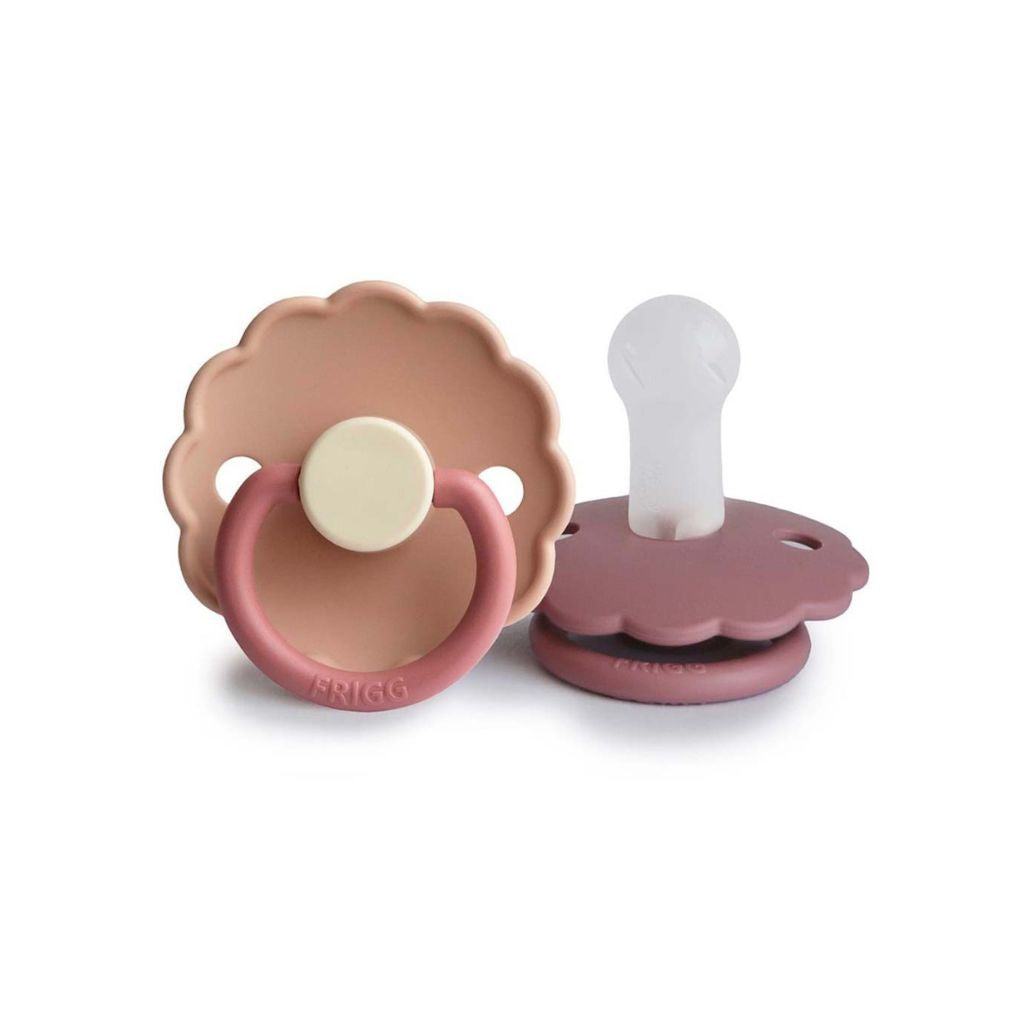 FRIGG Fopspeen 6 - 18 maanden Daisy siliconen Peony/Cedar - 2 stuks