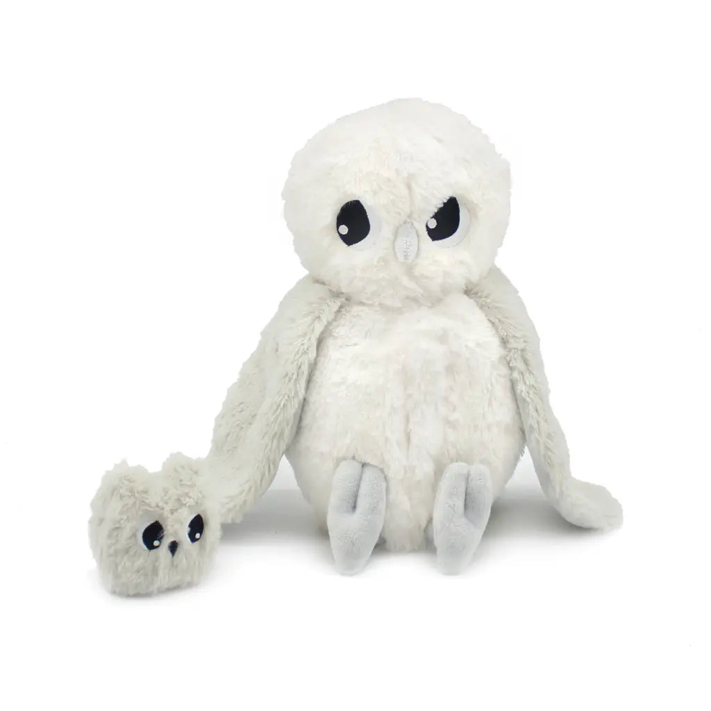 Les Déglingos Peluche Chouette Polaire Maman et Bébé Blanc Cassé / Gris Clair Ptipotos