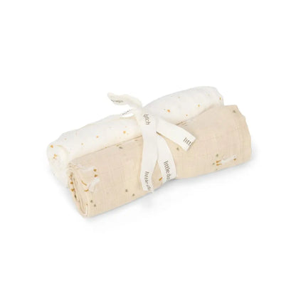 Little Dutch Tetradoek Newborn Naturals Little Goose Beige L 70 x B 70 cm - 2 stuks