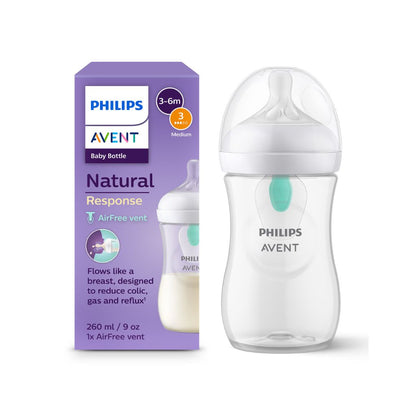 Philips AVENT Biberon Natural Response AirFree Eléphant transparent 260 ml