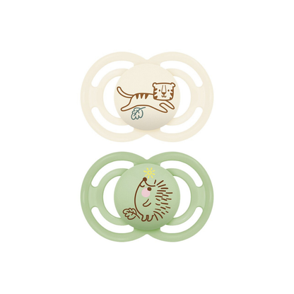 MAM Sucette + 6 mois Perfect Silicone beige/vert - 2 pièces