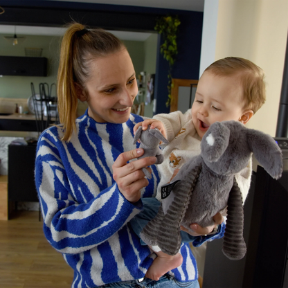 Les Déglingos Knuffel Poitou Donkey Mom & Baby Grey Ptipotos