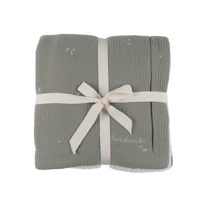 Noukie's Deken muslin & sherpa  kaki 75 x 100 cm