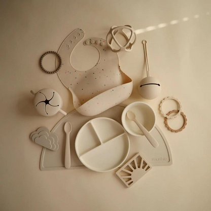 Mushie Bord siliconen Ivory