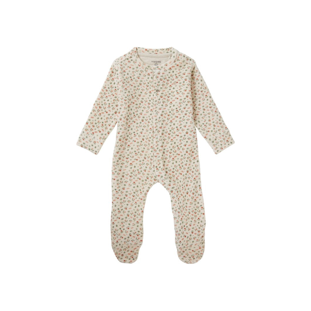 Noppies Baby Pyjama velours met voet Tolleson, allover print, m56, Evening Sand/roze, Unisex