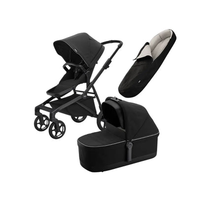 Thule 2 en 1 Poussette Sleek2 Black + Nacelle Black + Chancelière Noire Gratuite