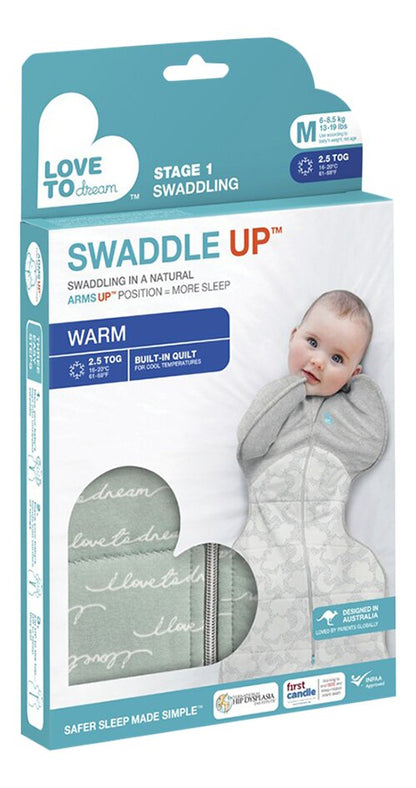 Love to Dream Inbakerzak / Winterslaapzak Swaddle Up TOG 2,5 Olive 70 cm