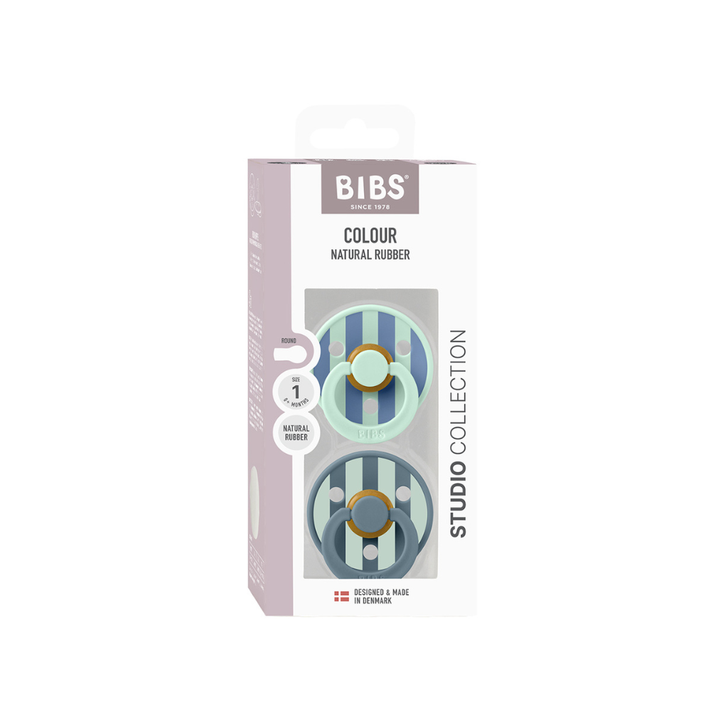 Bibs Fopspeen + 0 maanden STUDIO Pack Block Nordic Mint Petrol Mix - 2 stuks