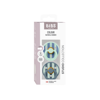 Bibs Fopspeen + 0 maanden STUDIO Pack Block Nordic Mint Petrol Mix - 2 stuks