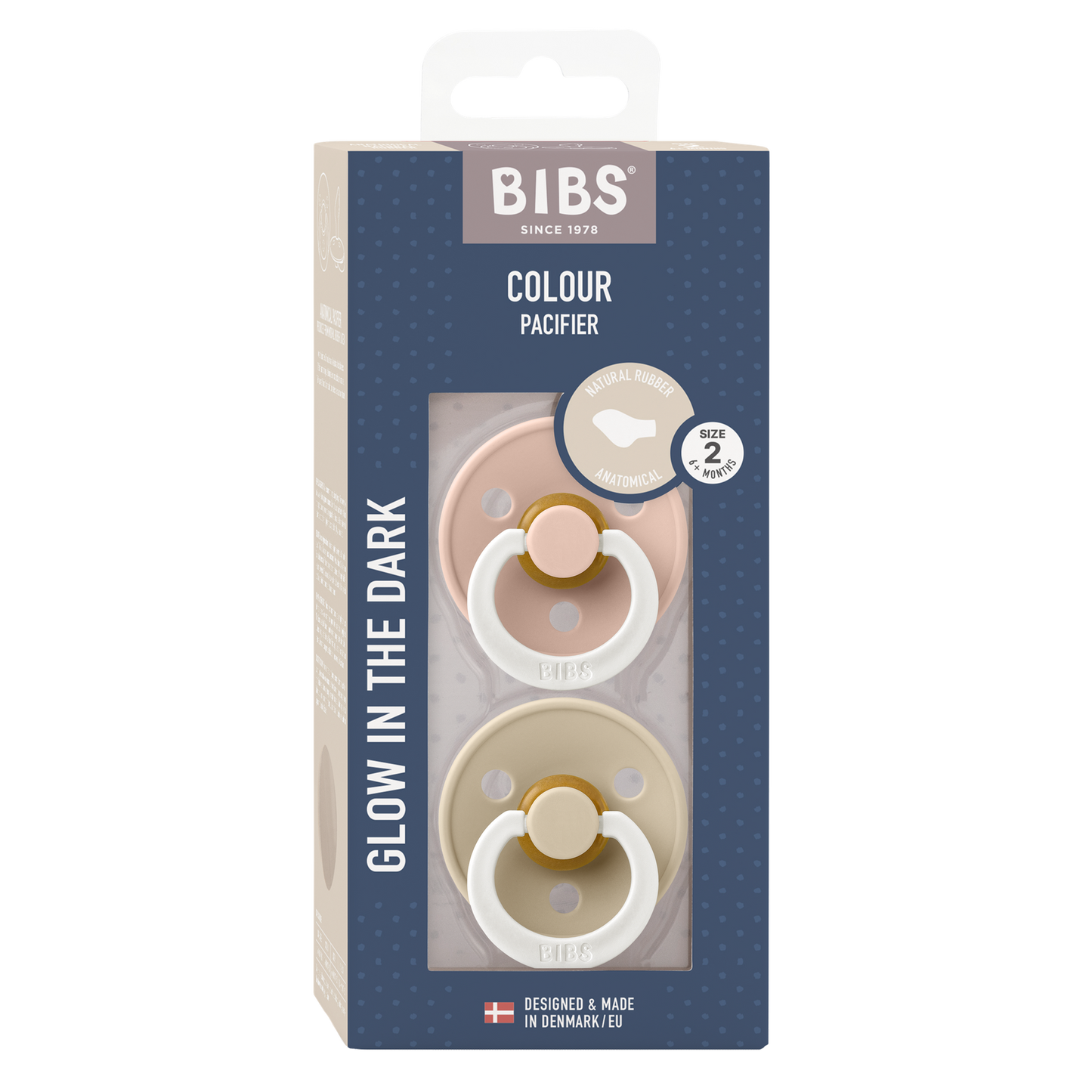 Bibs Sucette 6 - 18 mois Glow in the dark  Vanilla/Blush - 2 pièces