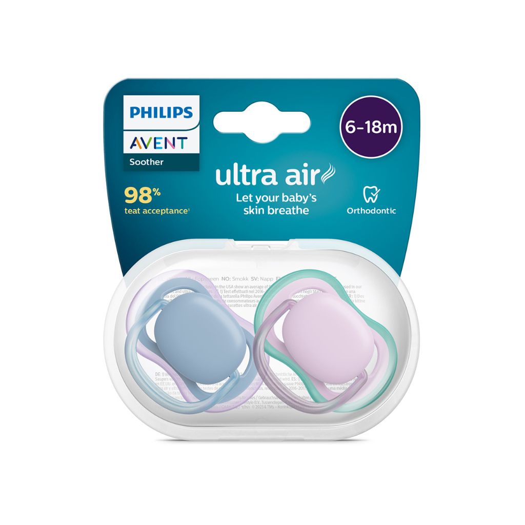 Philips AVENT Sucette + 6 mois Ultra Air lilas, bleu - 2 pièces