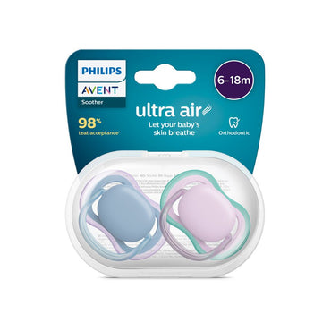 Philips AVENT Sucette + 6 mois Ultra Air lilas, bleu - 2 pièces