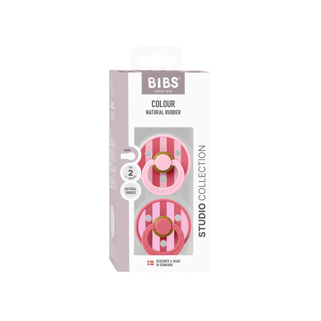 Bibs Fopspeen + 6 maanden STUDIO Pack Block Baby Pink Coral Mix - 2 stuks