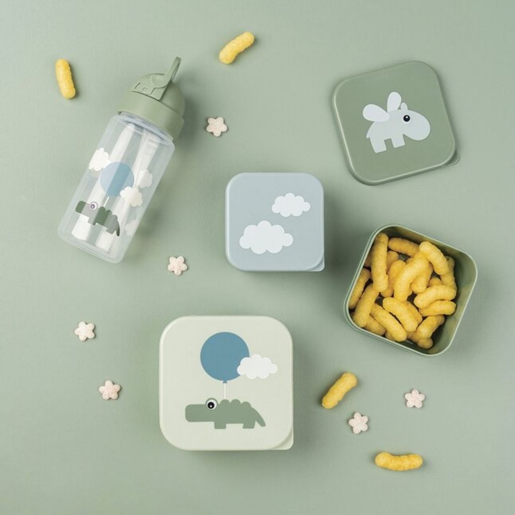 Done by Deer Boîte à snacks Happy Clouds Green - 3 pièces