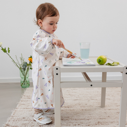 Slabbetje met lange mouwen happy fruits light blue