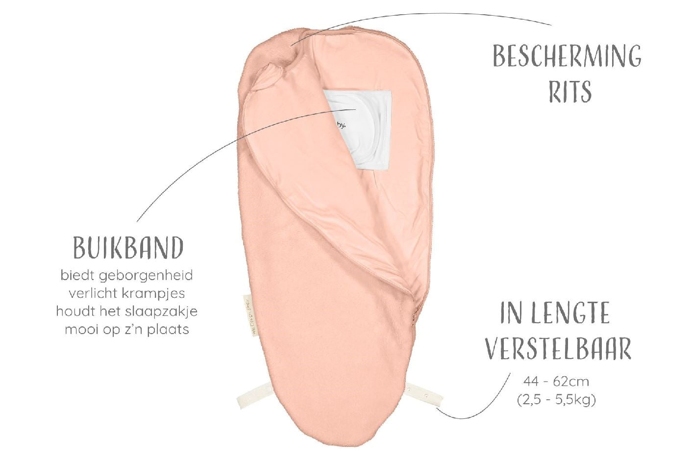 Puckababy Inbakerzak / Winterslaapzak Piep Teddy TOG 2,0 Peach 60 cm