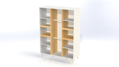 Pericles Chambre 3 éléments (lit L 140 x Lg 70 cm + commode + armoire 5 portes) Boho White
