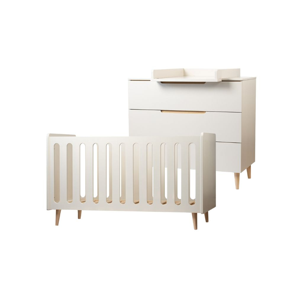 Pericles 2-delige babykamer (bed 120 x 60 + commode met verlengstuk) Nomad dune beige