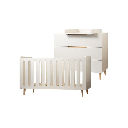 Pericles 2-delige babykamer (bed 120 x 60 + commode met verlengstuk) Nomad dune beige