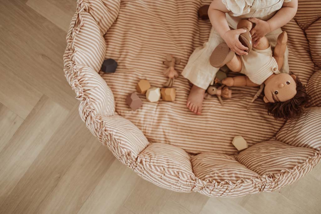Play and Go Coco Stripes brown organic babymat 130 cm