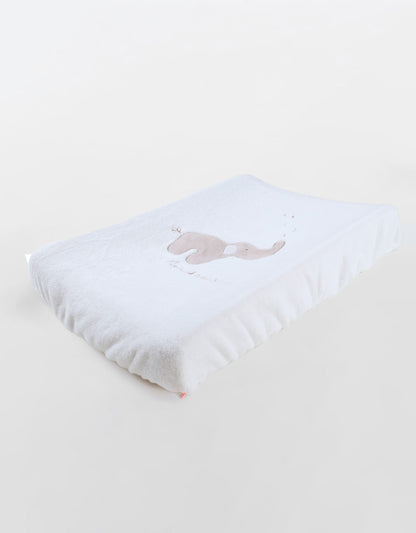 Noukie's Matelas à langer Bali, Moka & Snow - Éléphant Bali écru