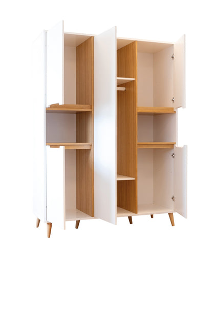 Pericles Chambre 3 éléments (lit L 140 x Lg 70 cm + commode + armoire 5 portes) Boho White