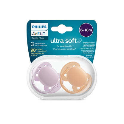 Philips AVENT Sucette 6 - 18 mois Ultra Soft lilas, orange - 2 pièces