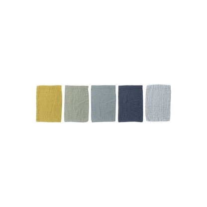 Dreambee Gant de toilette hydrophile Essentials ocre/bleu/gris - 5 pièces
