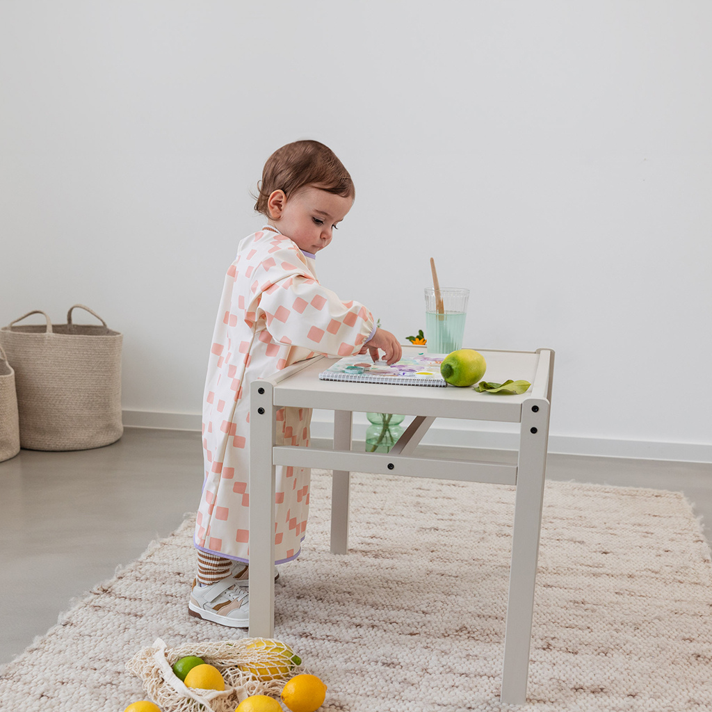 Slabbetje met lange mouwen happy fruits peach