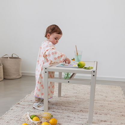 Slabbetje met lange mouwen happy fruits peach