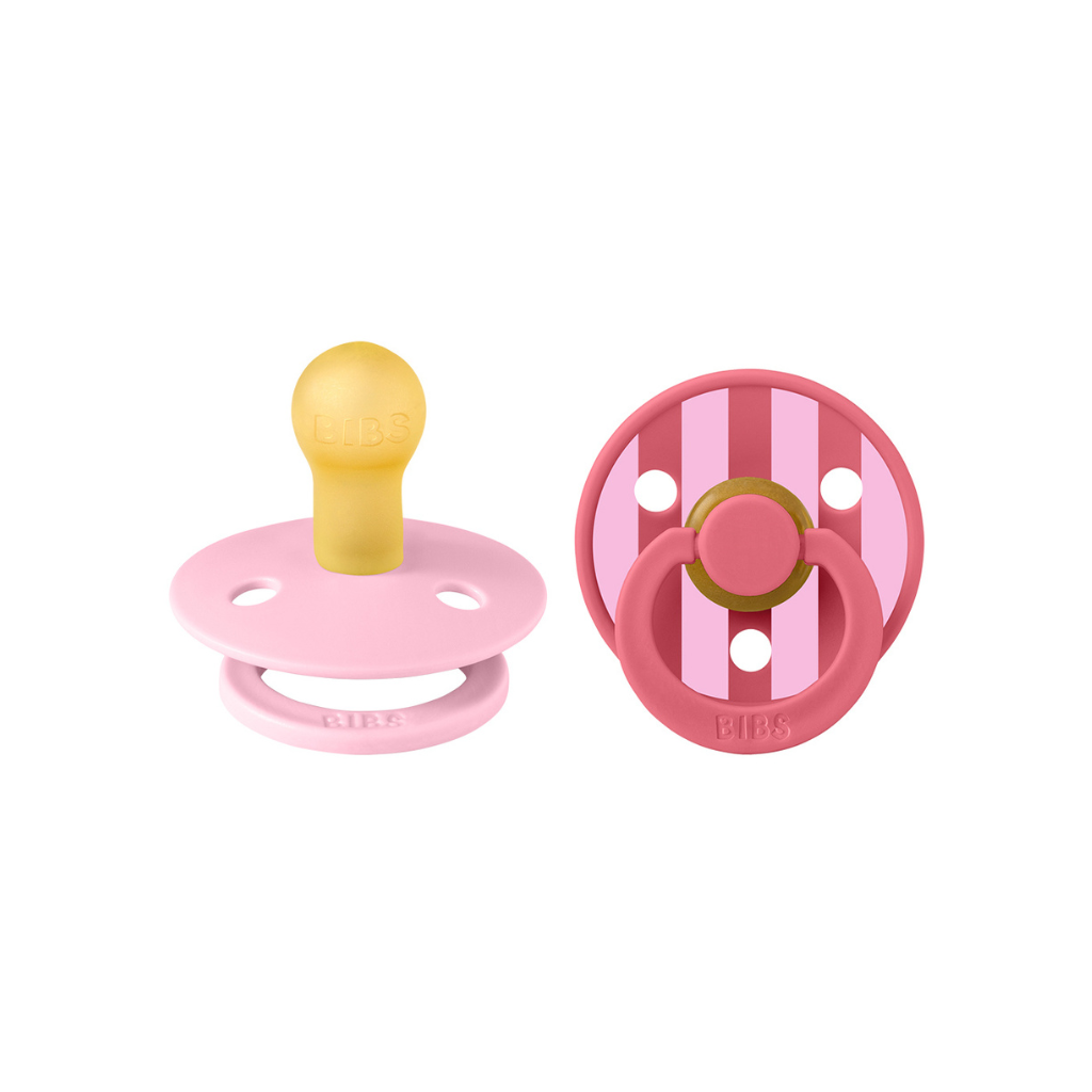 Bibs Fopspeen + 0 maanden Pack Block Baby Pink Coral Mix - 2 stuks