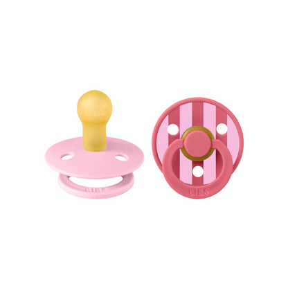 Bibs Fopspeen + 0 maanden Pack Block Baby Pink Coral Mix - 2 stuks