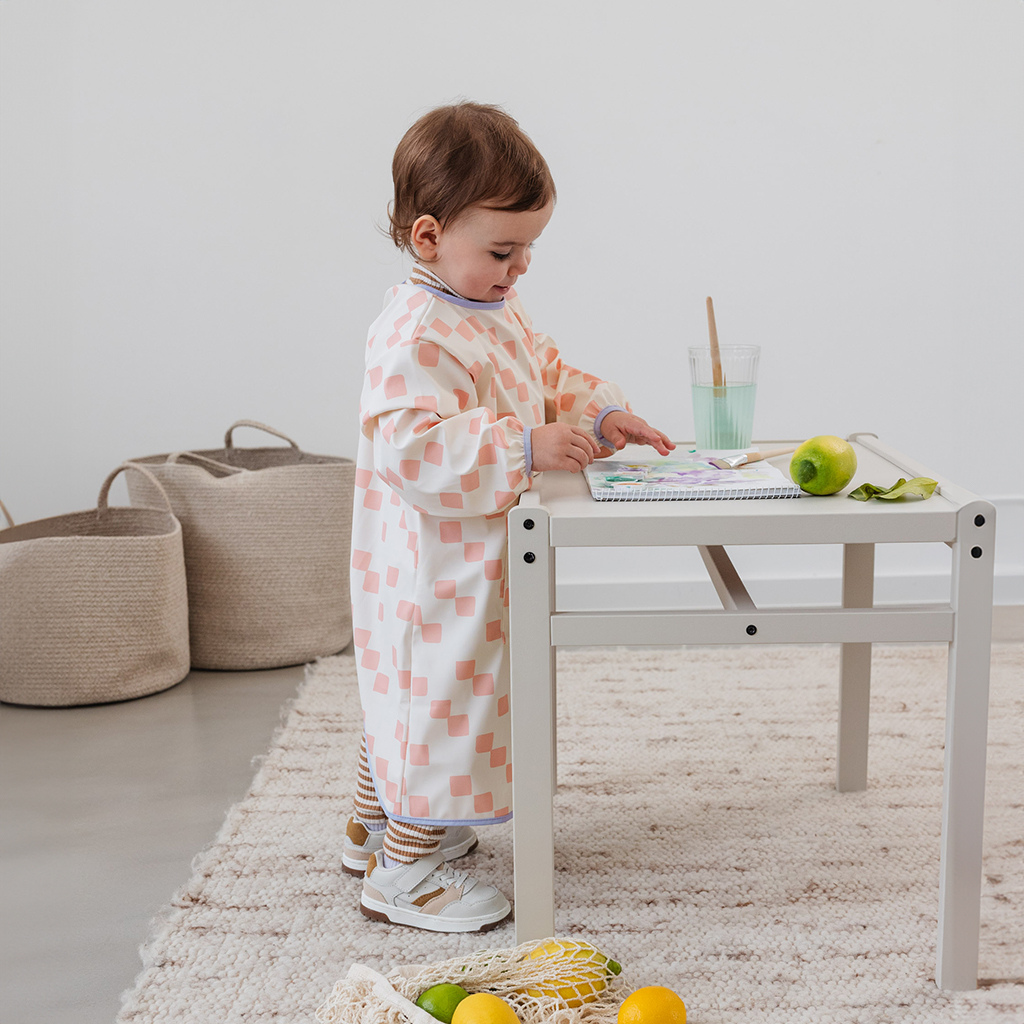 Slabbetje met lange mouwen happy fruits peach